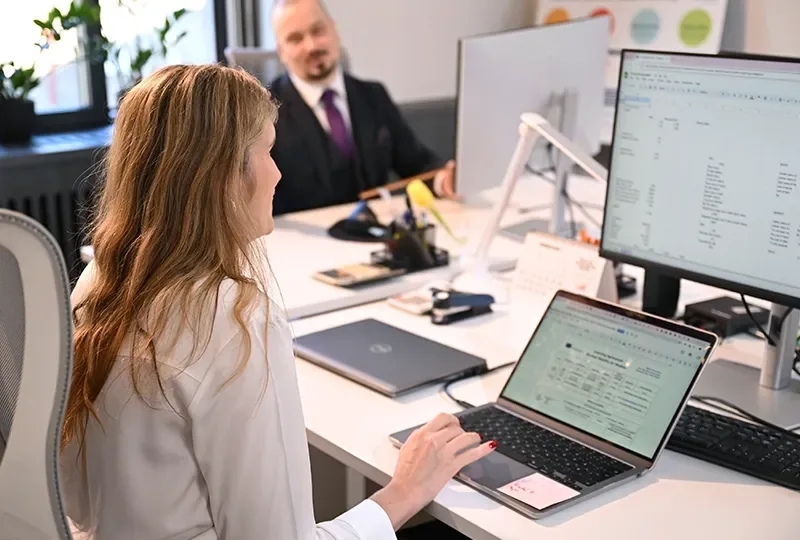Woman working in computer